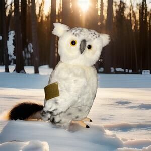 HANSA Moving Head Snow Owl Plush NWT